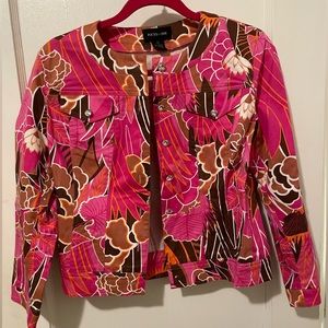 Flowered Jean style rhinestoned jacket